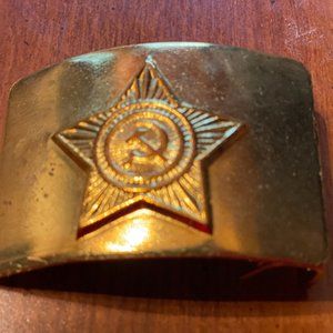 Authentic Soviet Era military belt buckle (heavy metal/ brass/ new/ in mint cond